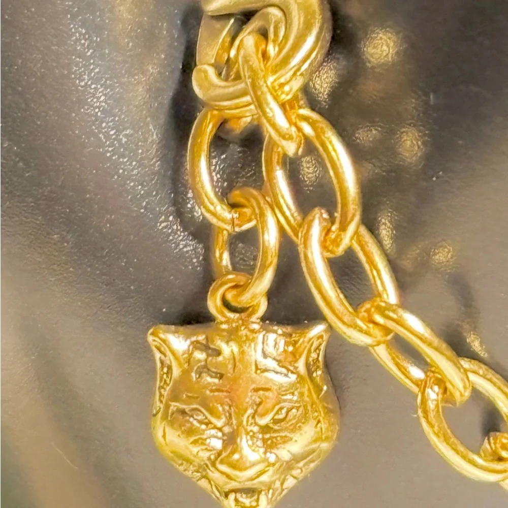 Vintage Multicolored Crystal Gucci Bracelet with Tiger Head Charm